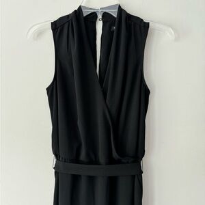 Banana Republic black sleeveless wrap jumpsuit with tie waist